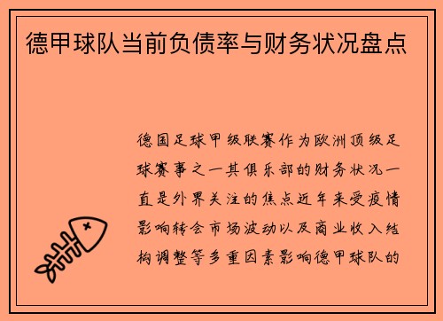 德甲球队当前负债率与财务状况盘点